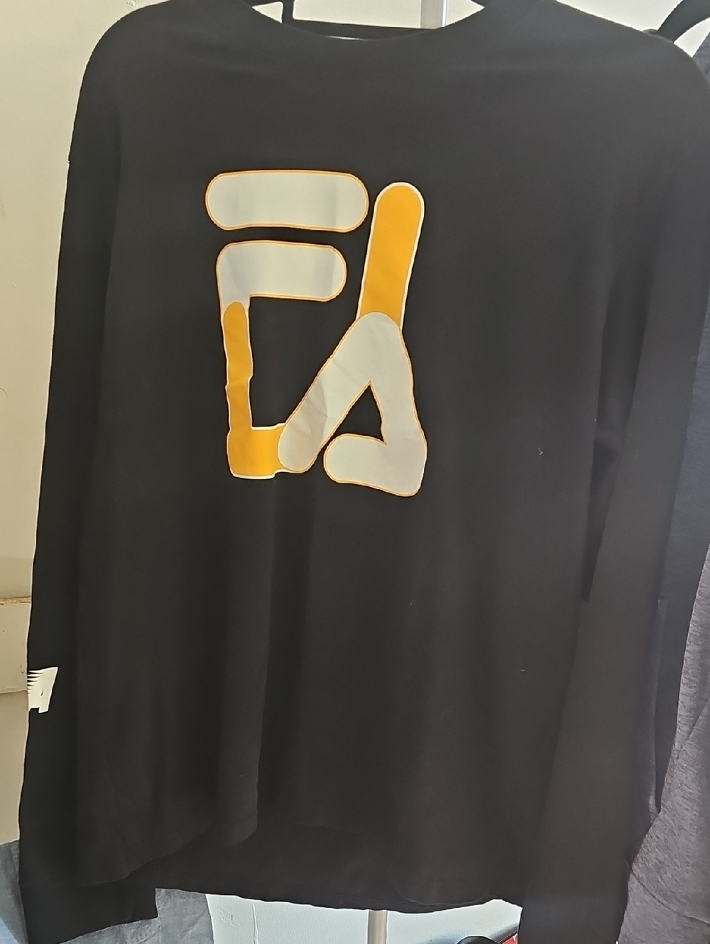 Black Sweatshirt with Yellow & White Graphic Emblem
